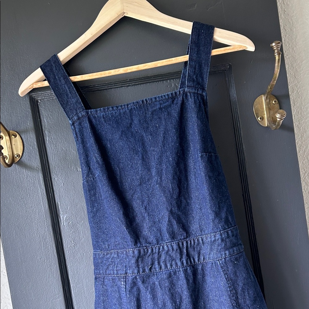 Free People Dark Indigo Denim Pinafore Dress Size 10